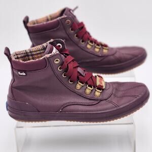 Keds Scout Fabric Lined Waxed Rain Ankle Bootie Burgundy Sneakers Size 7.5 S0048